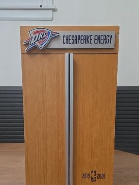 NBA Oklahoma City Thunder Wood Toned Display Box with Blue and Red Logo